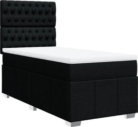 vidaXL Κρεβάτι Boxspring με Στρώμα Μαύρο 90x200 εκ. Υφασμάτινο