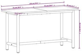 Πάγκος Εργασίας 150x55x81,5εκ. από Μασίφ Ξύλο Οξιάς και Μέταλλο - Καφέ