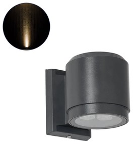 90481 GloboStar®  WALLLIGHT-SONA 90481 Φωτιστικό Τοίχου - Απλίκα LED 12W 1080lm 5° DC 24V Αδιάβροχο IP67 Μ9.5 x Π13 x Υ11cm Θερμό Λευκό 2700K - Γκρι Ανθρακί - 3 Years Warranty