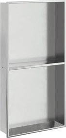 vidaXL Εσοχή Ντους Βουρστ. Ασήμι 32x62x9 εκ. Αν. Ατσάλι