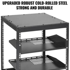 VEVOR 12U Open Frame Server Rack, 15&#039;&#039;-40&#039;&#039; Adjustable Depth, Free Standing or Wall Mount Network Server Rack, 4 Post AV Rack with Casters, Holds All Your Networking IT Equipment AV Gear Router Modem