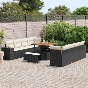 vidaXL Σετ Καναπέ Κήπου 11 pcs Μαύρο συνθετικό ρατάν