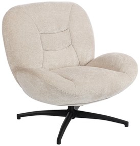 HOMCOM Περιστρεφόμενη Πολυθρόνα, Πολυθρόνα με γέμιση από βαμβάκι PP, κάλυμμα υφάσματος, ατσάλινη βάση, Κρεμ λευκό