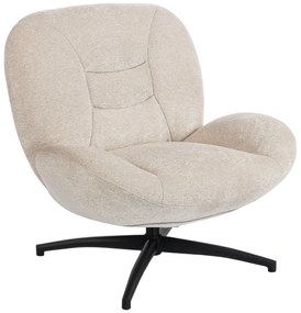 Sessel Wohnzimmer Drehbar Loungesessel mit Breiter Sitzfläche, Integrierter Armlehne, Chenille-Optik, Cremeweiß