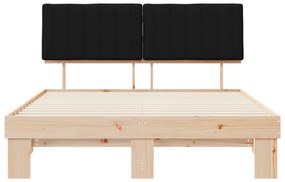 vidaXL Σκελετός Κρεβατιού με Επενδεδυμένο Κεφαλάρι Μαύρο 150 x 200 cm