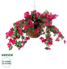 GloboStar® Artificial Garden RHODODENDRON HANGING PLANT 20634 Τεχνητό Κρεμαστό Διακοσμητικό Φυτό Τριανταφυλλιάς Y60cm