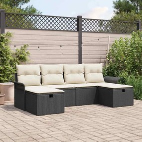 vidaXL Σετ Καναπέ Κήπου 6 pcs Μαύρο και κρεμ 251 x 117 x 85 εκ.