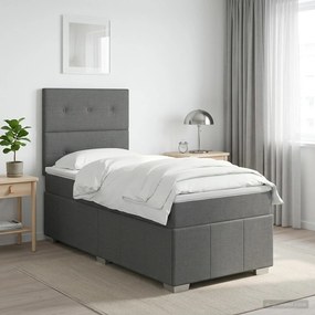 vidaXL Κρεβάτι box spring με στρώμα Σκούρο Γκρι 80 x 200 cm Ύφασμα