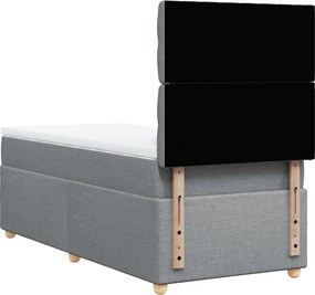vidaXL Κρεβάτι Boxspring με Στρώμα Ανοιχτό Γκρι 90x200 εκ. Υφασμάτινο