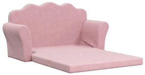 Καναπές/Κρεβάτι Παιδικός Διθέσιος Ροζ από Μαλακό Βελουτέ Ύφασμα - Ροζ