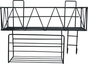 Επιτοίχιο Μεταλλικό Ράφι με Γάντζους 30x12.5x24cm Άσπρο ή Μαύρο