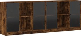 vidaXL Βιβλιοθήκη με Πόρτες Καφέ Δρυς 204x37x75 εκ. Επεξ. Ξύλο