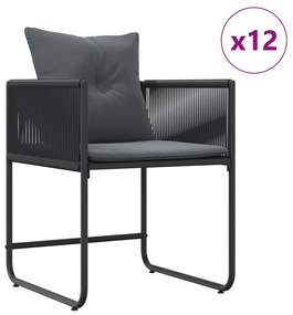 vidaXL Σετ φαγητού κήπου 16 κομματιών με μαξιλάρια από ατσάλι και πολυ-ρατάν