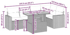 vidaXL Σετ Καναπέ Κήπου 6 τεμ. Μπεζ Συνθετικό Ρατάν με Μαξιλάρια