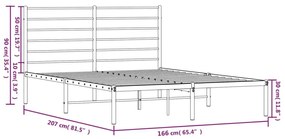 Πλαίσιο Κρεβατιού με Κεφαλάρι Μαύρο 160 x 200 εκ. Μεταλλικό - Μαύρο