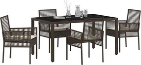 vidaXL Σέτ φαγητού για κήπο 5 pcs Καφέ συνθετικό ρατάν