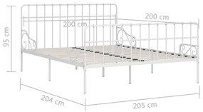 vidaXL Πλαίσιο Κρεβατιού με Τελάρο Λευκό 200 x 200 εκ. Μεταλλικό