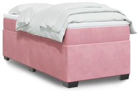 vidaXL Κρεβάτι Boxspring με Στρώμα Ροζ 90x200 εκ. Βελούδινο