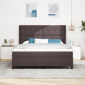 vidaXL βίδαXL Κρεβάτι Box Spring με Στρώμα Σκούρο καφέ 180x200 εκ. Υφασμάτινο
