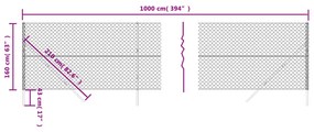vidaXL Συρματόπλεγμα Περίφραξης Ανθρακί 1,6 x 10 μ.