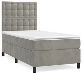 ΚΡΕΒΑΤΙ BOXSPRING ΜΕ ΣΤΡΩΜΑ ΑΝΟΙΧΤΟ ΓΚΡΙ 80X200 ΕΚ. ΒΕΛΟΥΔΙΝΟ 3143229