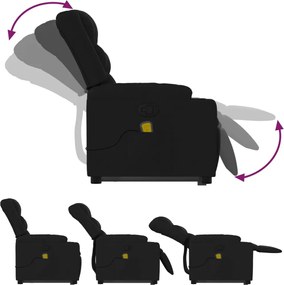 vidaXL Πολυθρόνα Μασάζ Ανακλινόμενη με Ανύψωση Μαύρη Υφασμάτινη