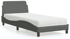 Κρεβάτι με Στρώμα Σκούρο Γκρι 80x200 εκ. Υφασμάτινο - Γκρι