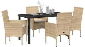 vidaXL Σέτ φαγητού για κήπο με μαξιλάρι 5 pcs Μπεζ Πολυ ράταν