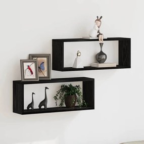 vidaXL Ράφια 2 Πακέτο Μαύρη Δρυς 60x15x23 εκ Κατασκευασμένα από Μηχανική Ξυλεία