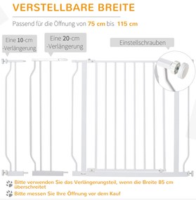 PawHut Παιχνίδι πόρτας, Σύστημα σύσφιξης, Ρυθμιζόμενο μήκος, Χάλυβας/ABS, 75-115 x 76cm, Λευκό