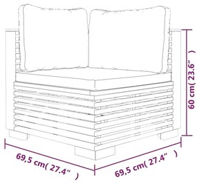 Σαλόνι Κήπου Σετ 5 Τεμαχίων από Μασίφ Ξύλο Teak με Μαξιλάρια - Καφέ