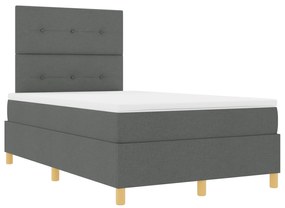 vidaXL Κρεβάτι Box Spring με Στρώμα Σκούρο Γκρι 120x200 εκ Ύφασμα