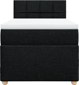 vidaXL Κρεβάτι Boxspring με Στρώμα Μαύρο 90x190 εκ.Υφασμάτινο