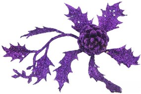 Χριστουγεννιάτικο Στολίδι Γκί με Κουκουνάρι Μώβ 20cm 294130