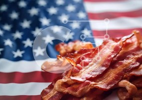 Σετ των 2 Intra Συλλεκτικό Ξύλινο Παζλ Plywood 4mm - Σωρός μπέικον στην αμερικανική σημαία Σε Ξύλινο Κουτί - Διαστάσεις: 10x10 cm – 25 κομμάτια