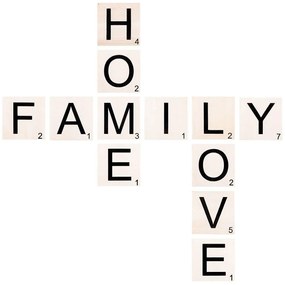 Διακοσμητικό Τοίχου Scrabble Set 899SKL1218 95x95cm Natural-Black Wallity Ξύλο