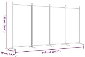 Διαχωριστικό Δωματίου με 4 Πάνελ Καφέ 346 x 180 εκ. από Ύφασμα - Καφέ