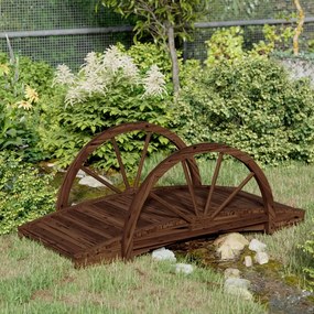 Γέφυρα Κήπου με Μισό Τροχό 99x50x38 εκ. από Μασίφ Ξύλο Ελάτης