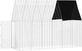 vidaXL Κλουβί Κουνελιού Ασημί 300 x 100 x 210 εκ.