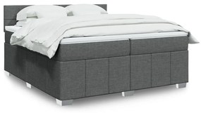 Κρεβάτι Boxspring με Στρώμα Σκούρο Γκρι 200x200 εκ. Υφασμάτινο