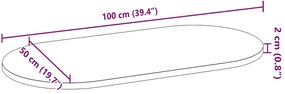 Επιτραπέζια επιφάνεια 100x50x2 cm μασίφ ξύλο δρυς οβάλ - Καφέ