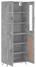 vidaXL Ντουλάπι Γκρι Σκυροδέματος 69,5x34x180 εκ. Επεξεργασμένο Ξύλο