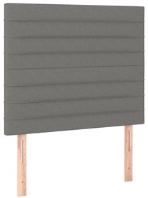 vidaXL Κεφαλάρι Κρεβατιού LED Σκούρο Γκρι 90x5x118/128εκ. Υφασμάτινο