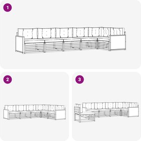 vidaXL Σειρά Καναπέ Εξωτερικού 6 pcs Φυσικό και Ανθρακί