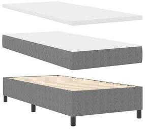 vidaXL Κρεβάτι με ελατήρια Απαλό Γκρι,Λευκό 193 x 90 x 88 εκ. Βελούδο