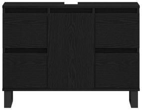 vidaXL Ντουλάπι για νιπτήρα Μαύρο Δρυς 80x33x60 εκ Επεξεργασμένο ξύλο