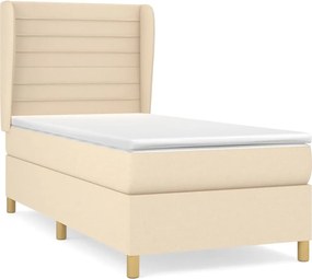 vidaXL Κρεβάτι Boxspring με Στρώμα Κρεμ 80 x 200 εκ. Υφασμάτινο