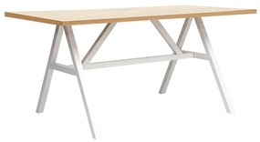 Τραπέζι Alarick pakoworld φυσικό-πόδι λευκό 160x90x76εκ