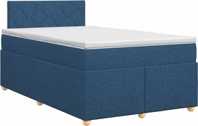 vidaXL Κρεβάτι box spring με στρώμα Μπλε 120 x 190 cm Ύφασμα