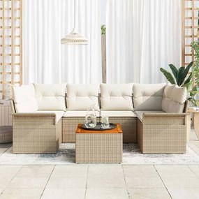 vidaXL Σετ Καναπέ Κήπου με μαξιλάρι 7 pcs Μπεζ, Κρέμα 55 x 55 x 37 εκ